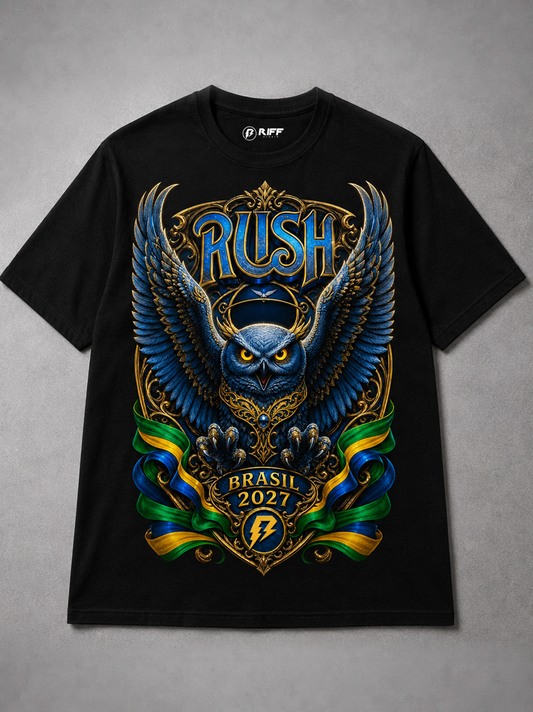 Camiseta RUSH Brasil 2027 Preta RIFF STUDIO