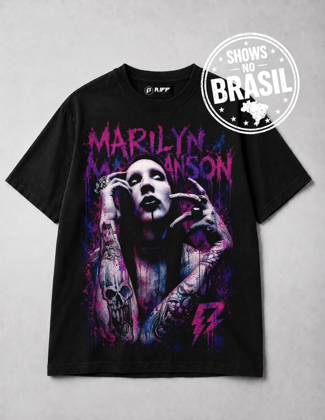 Camiseta Marylin Manson Preta RIFF STUDIO