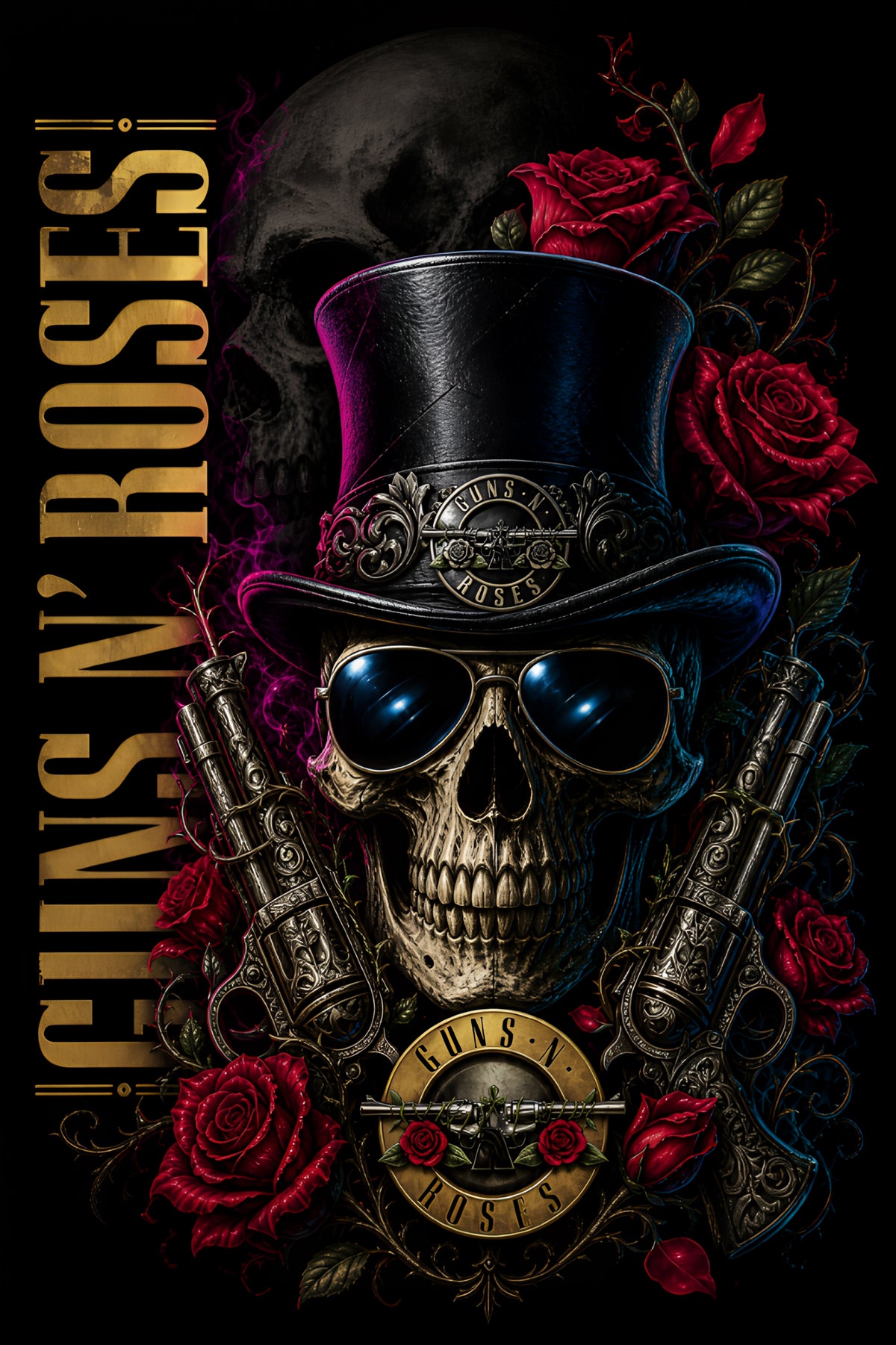 Camiseta Infantil Guns N' Roses Skull Preta RIFF STUDIO