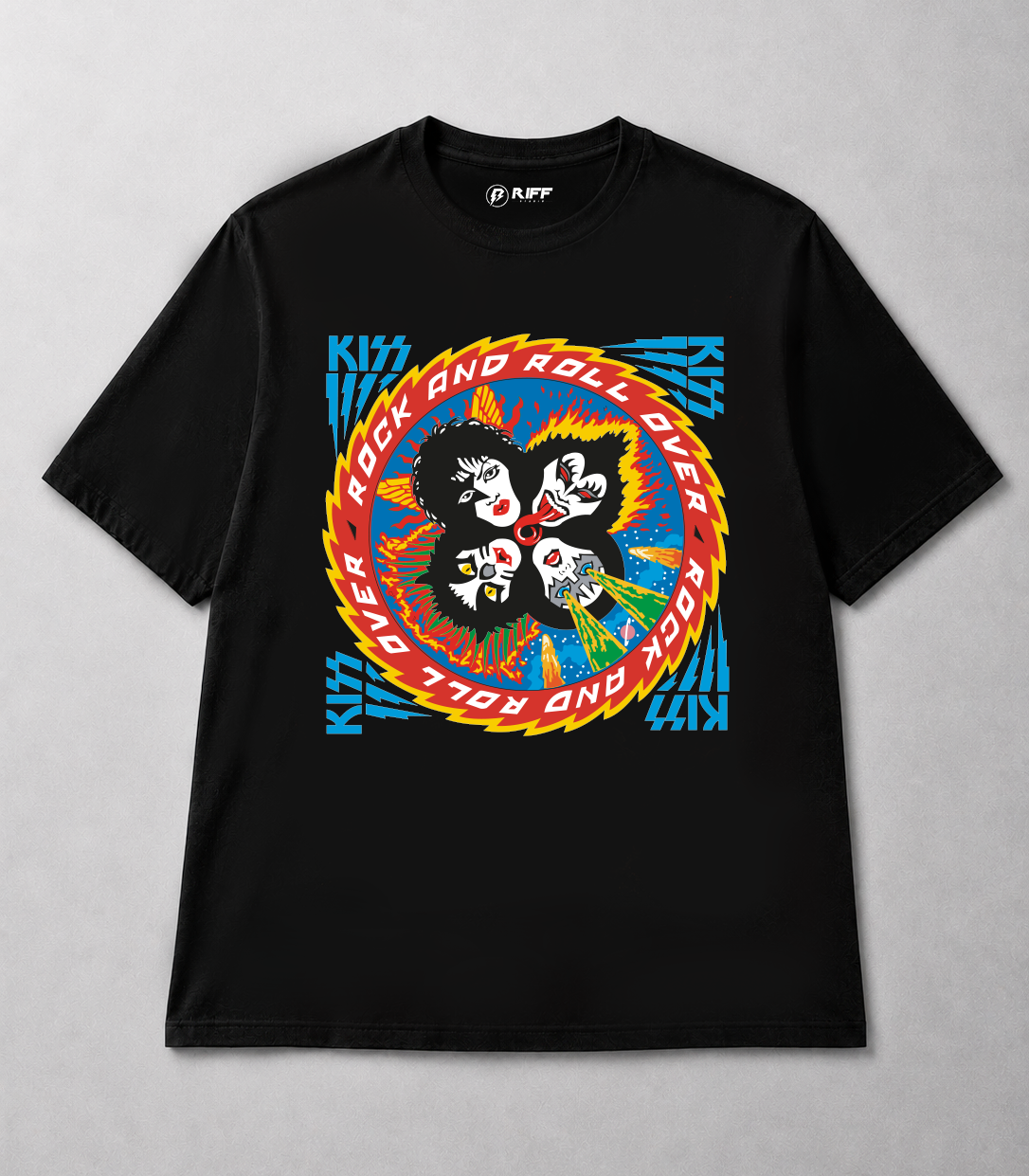 Camiseta KISS Rock N' Roll Over preta RIFF STUDIO
