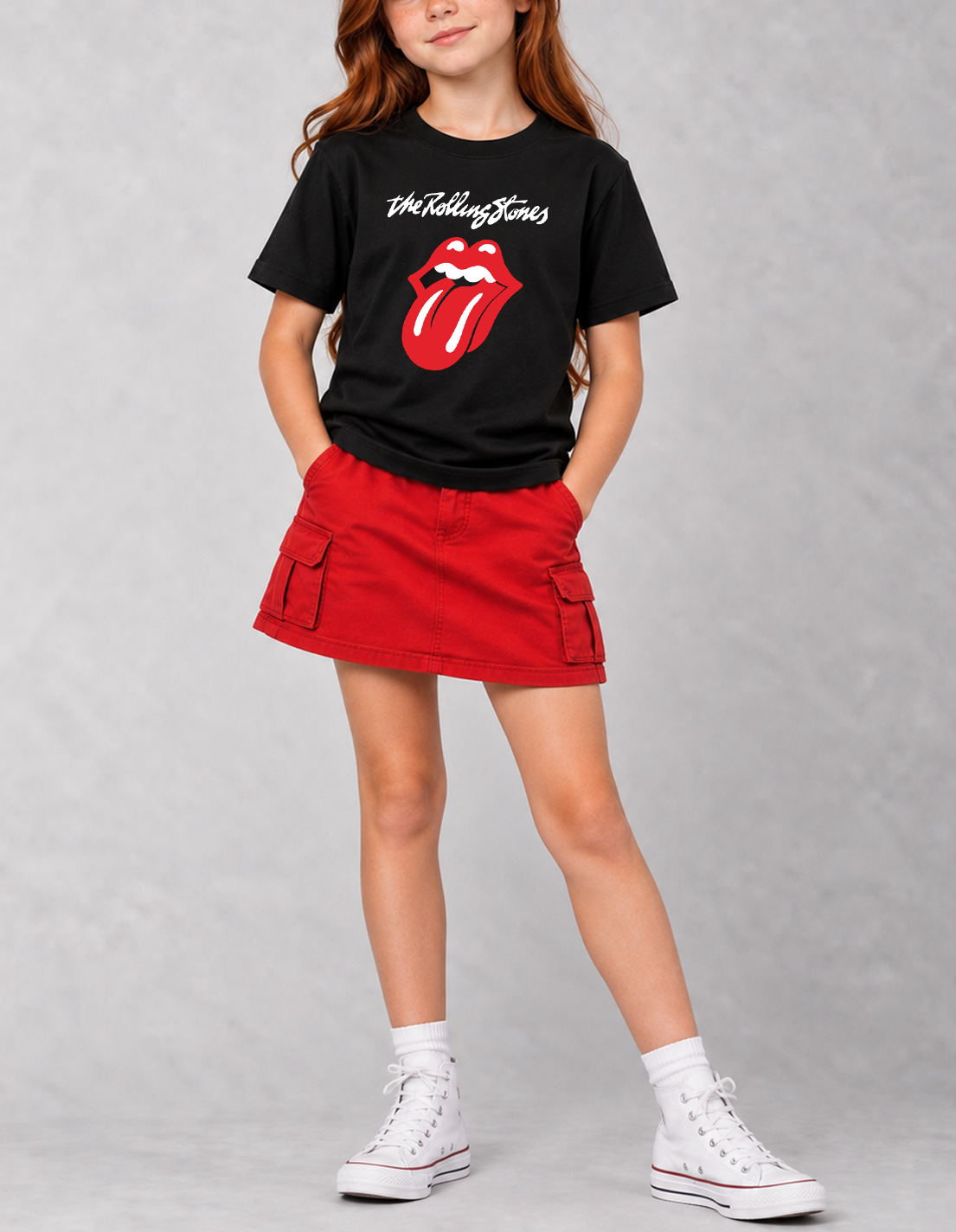 Camiseta Infantil Rolling Stones Preta RIFF STUDIO