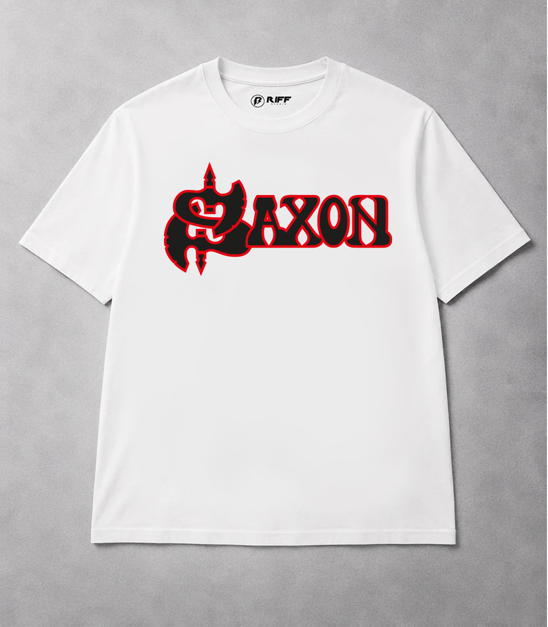 Camiseta SAXON branco RIFF STUDIO