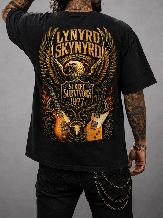 Camiseta Lynyrd Skynyrd Street Survivors 1977 Preta RIFF STUDIO