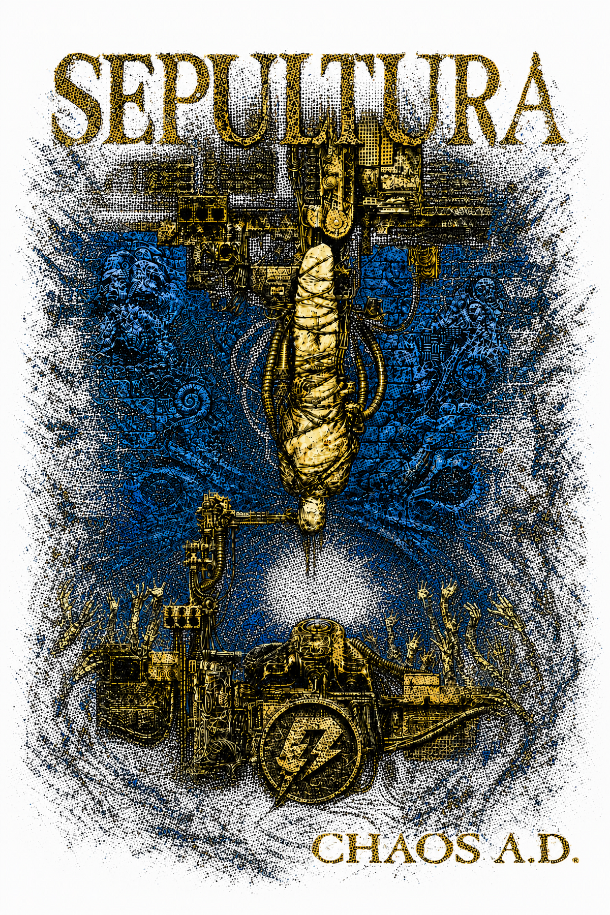 Camiseta Sepultura Chaos AD Branca RIFF STUDIO