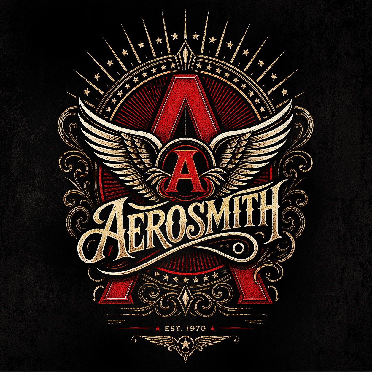 Camiseta Aerosmith 1970 Preta RIFF STUDIO