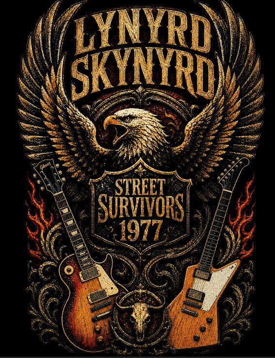 Camiseta Lynyrd Skynyrd Street Survivors 1977 Preta RIFF STUDIO
