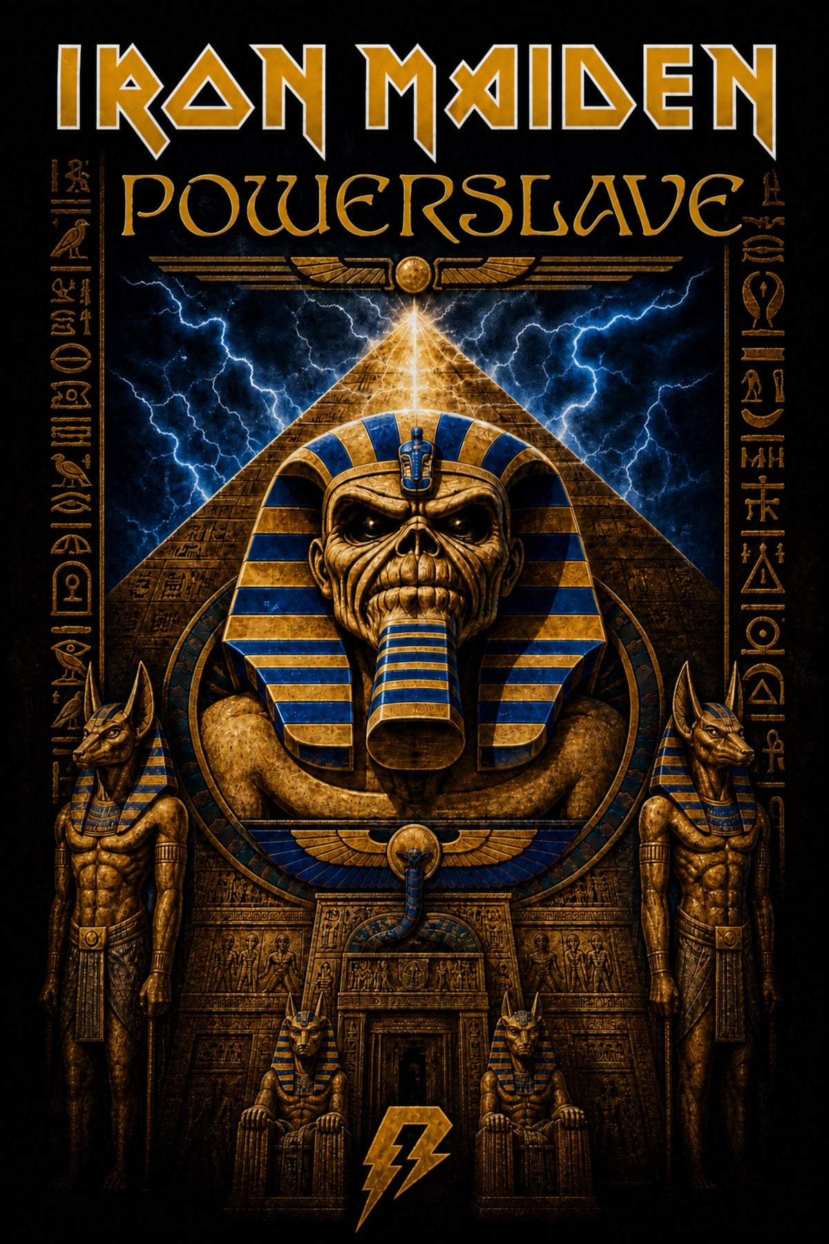 Camiseta Infantil Iron Maiden Powerslave Vintage Preta RIFF STUDIO