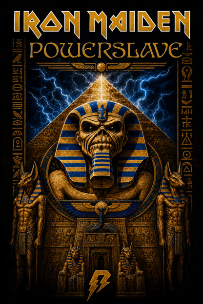 Camiseta Infantil Iron Maiden Powerslave Vintage Preta RIFF STUDIO
