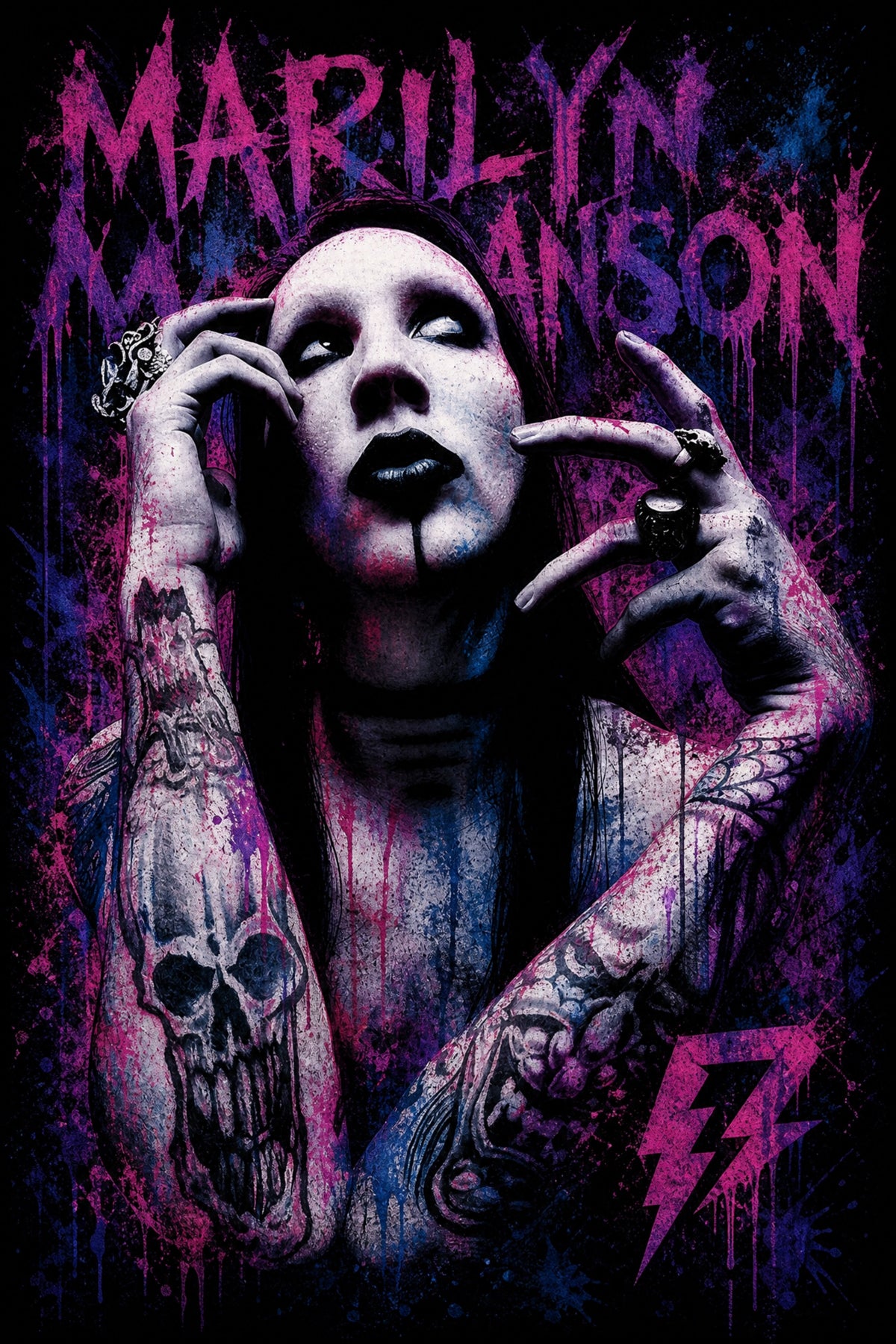 Camiseta Marylin Manson Preta RIFF STUDIO
