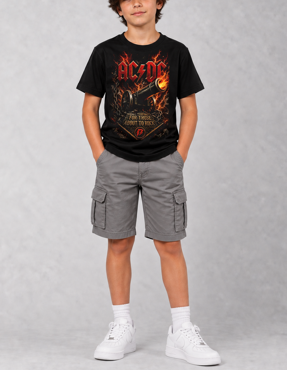 Camiseta Infantil ACDC For Those About to Rock Preta RIFF STUDIO