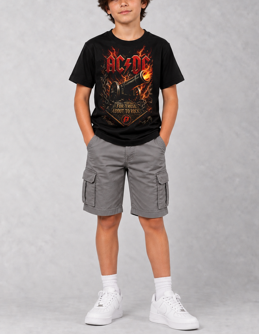 Camiseta Infantil ACDC For Those About to Rock Preta RIFF STUDIO