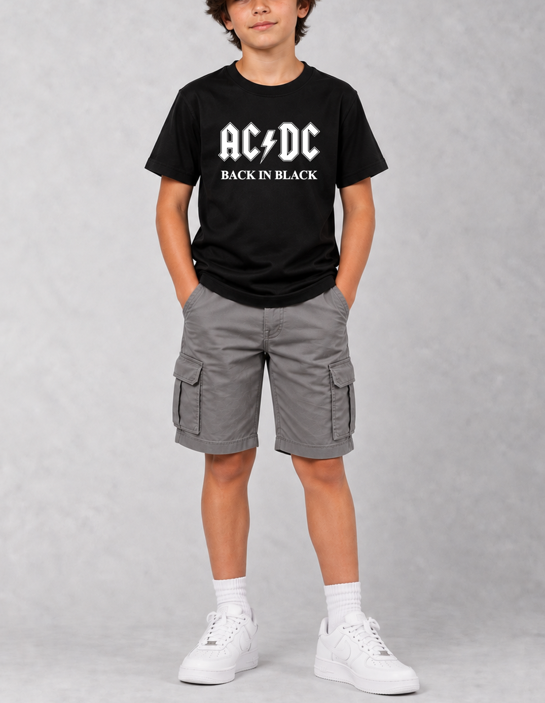 Camiseta Infantil ACDC Black in Black Preta RIFF STUDIO