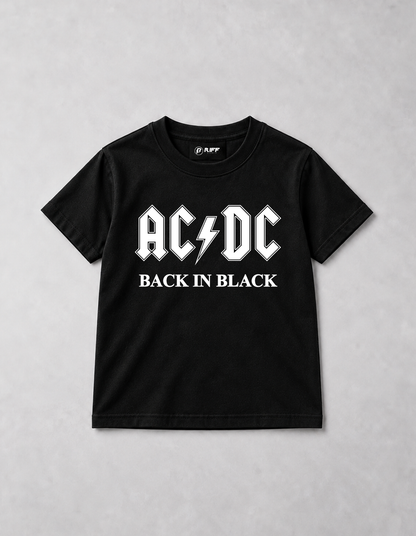 Camiseta Infantil ACDC Black in Black Preta RIFF STUDIO