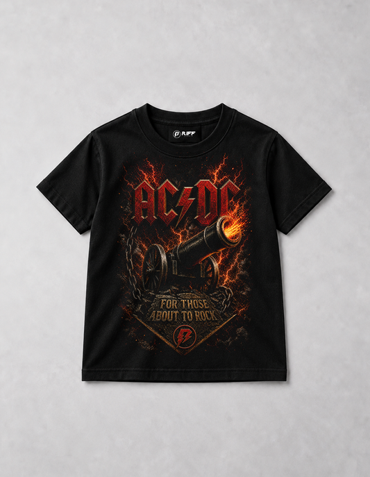 Camiseta Infantil ACDC For Those About to Rock Preta RIFF STUDIO