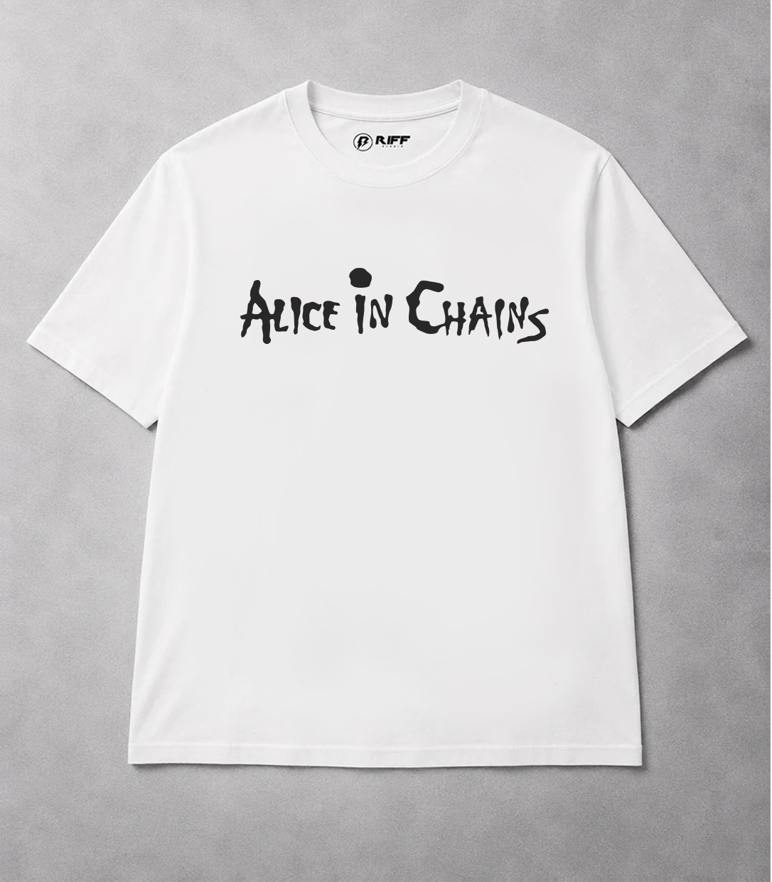 Camiseta Alice in Chains logo branca RIFF STUDIO