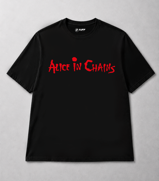 Camiseta Alice in Chains logo preta RIFF STUDIO