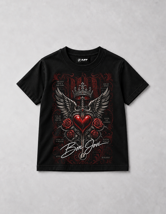 Camiseta Infantil Bon Jovi Songs Preta RIFF STUDIO