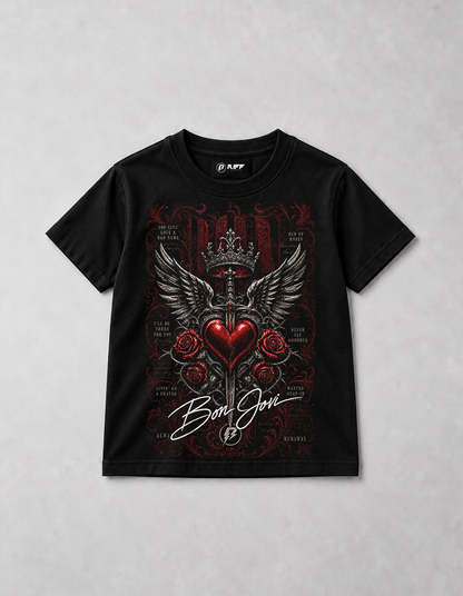 Camiseta Infantil Bon Jovi Songs Preta RIFF STUDIO