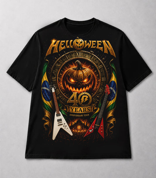 Camiseta Helloween Tour 40 Anos Preta RIFF STUDIO