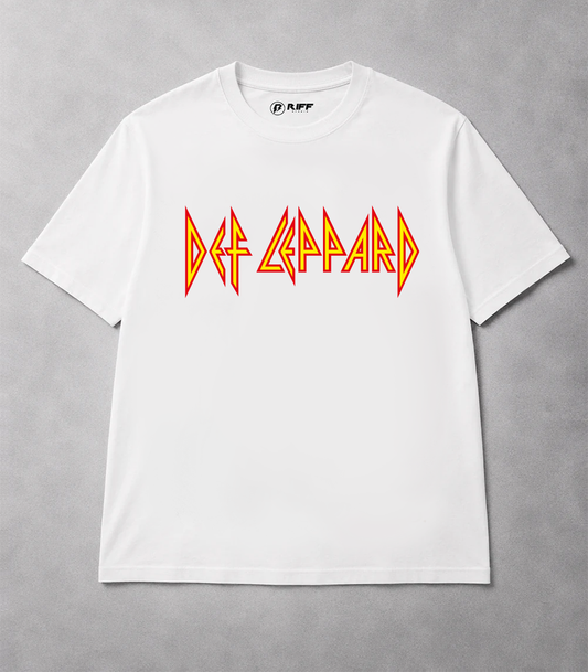 Camiseta DEF LEPPARD branca RIFF STUDIO