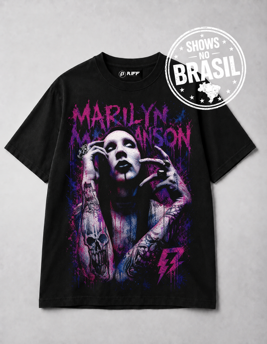 Camiseta Marylin Manson Preta RIFF STUDIO