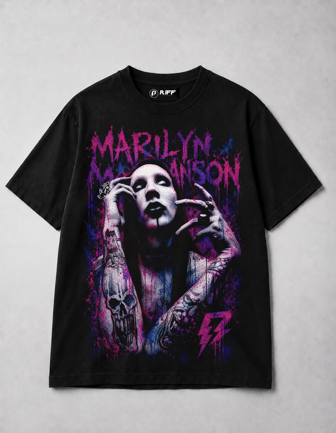 Camiseta Marylin Manson Preta RIFF STUDIO