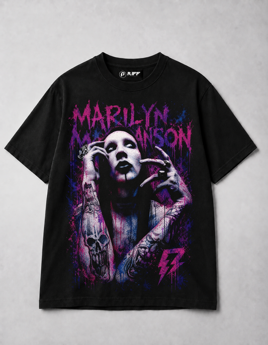 Camiseta Marylin Manson Preta RIFF STUDIO
