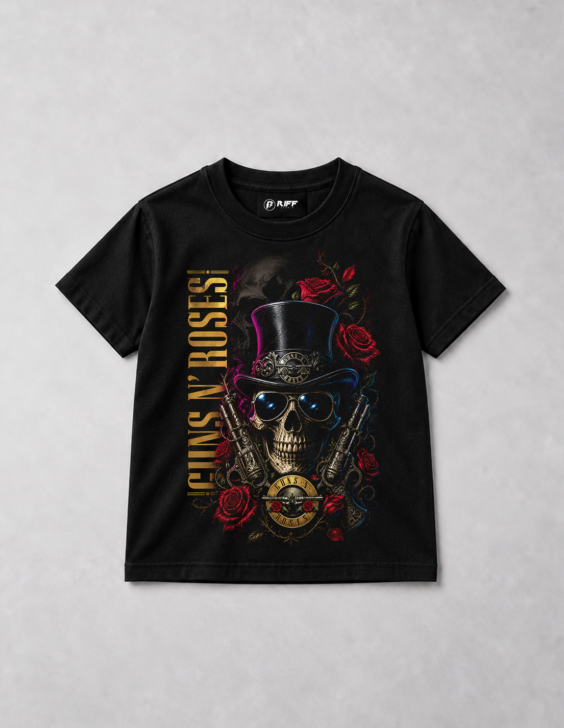 Camiseta Infantil Guns N' Roses Skull Preta RIFF STUDIO