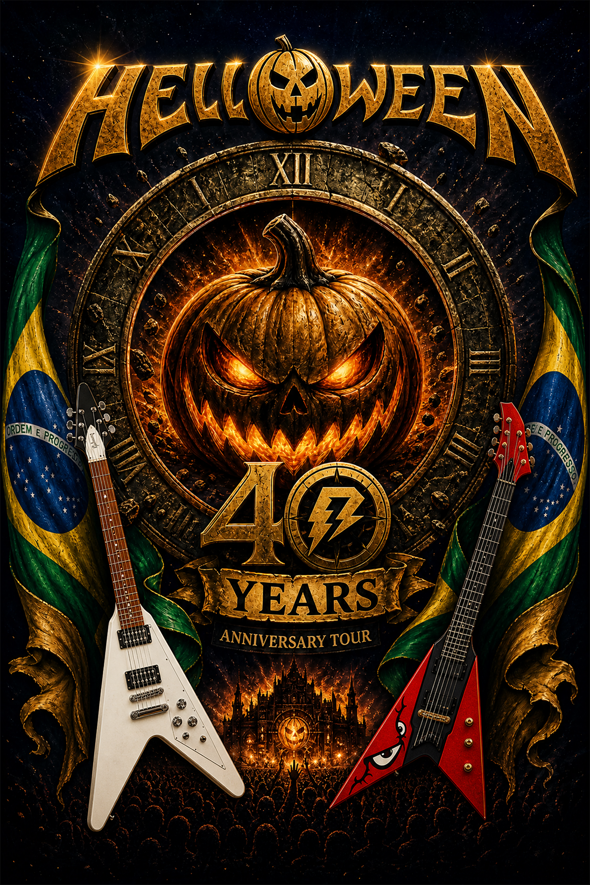 Camiseta Helloween Tour 40 Anos Preta RIFF STUDIO
