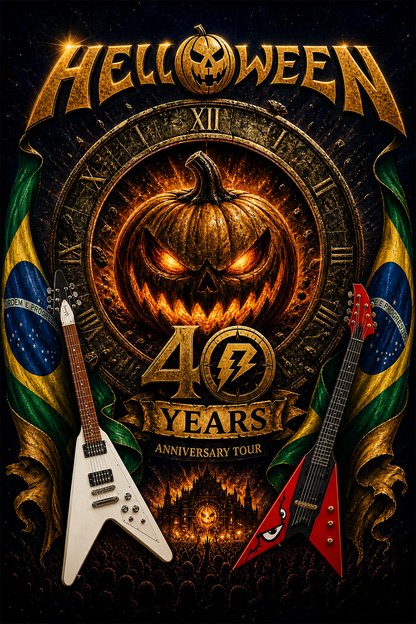Camiseta Helloween Tour 40 Anos Preta RIFF STUDIO
