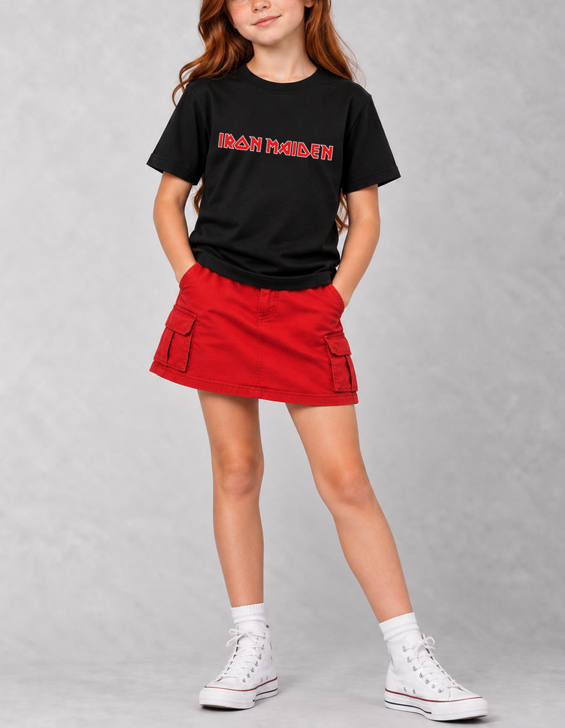 Camiseta Infantil Iron Maiden Logo Preta RIFF STUDIO