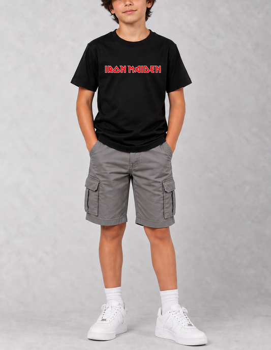 Camiseta Infantil Iron Maiden Logo Preta RIFF STUDIO