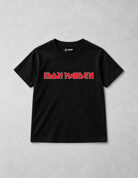 Camiseta Infantil Iron Maiden Logo Preta RIFF STUDIO