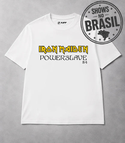 Camiseta IRON MAIDEN Powerslave 84 branco RIFF STUDIO
