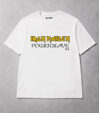 Camiseta IRON MAIDEN Powerslave 84 branco RIFF STUDIO