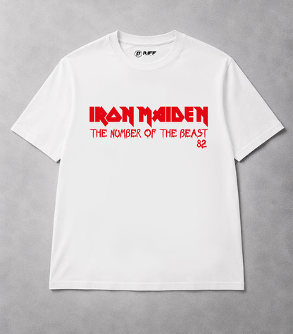 Camiseta IRON MAIDEN The Number of the Beast 82 branco RIFF STUDIO
