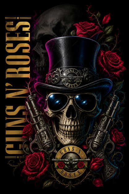 Camiseta Infantil Guns N' Roses Skull Preta RIFF STUDIO