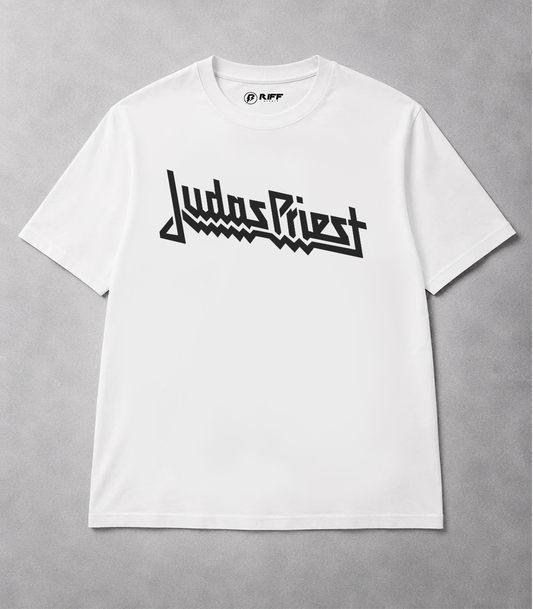 Camiseta JUDAS PRIEST branco RIFF STUDIO