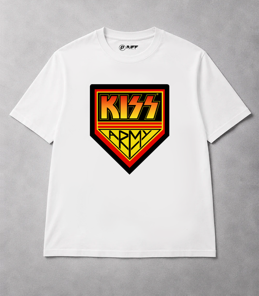 Camiseta KISS Army branca RIFF STUDIO