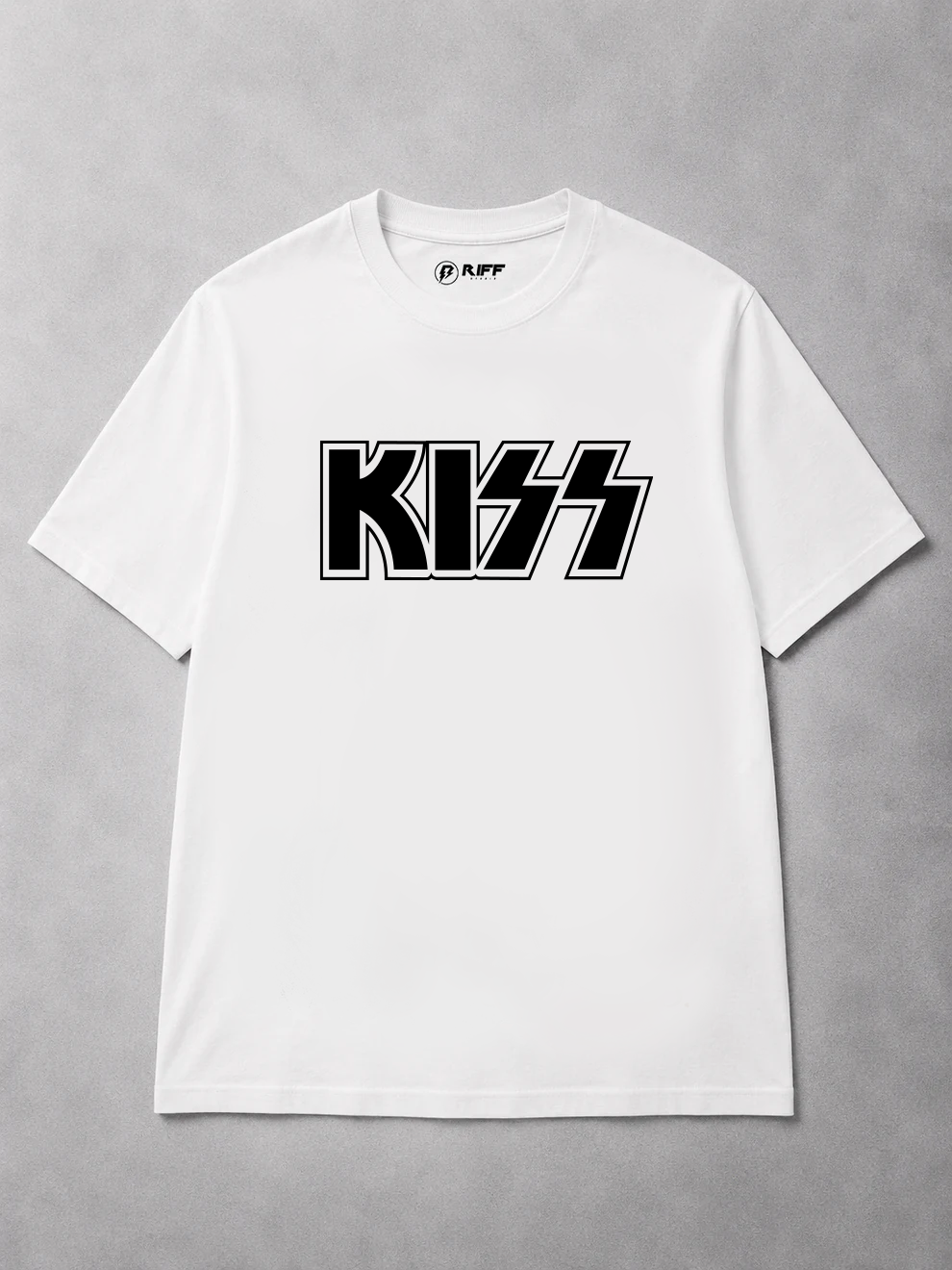 Camiseta KISS logo branca RIFF STUDIO