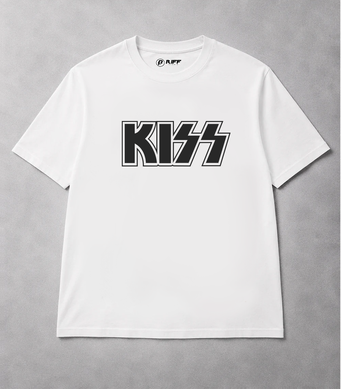Camiseta KISS logo branca RIFF STUDIO