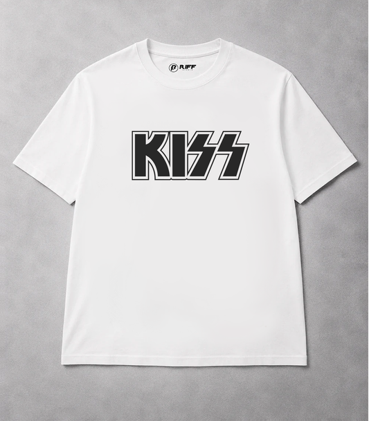 Camiseta KISS logo branca RIFF STUDIO