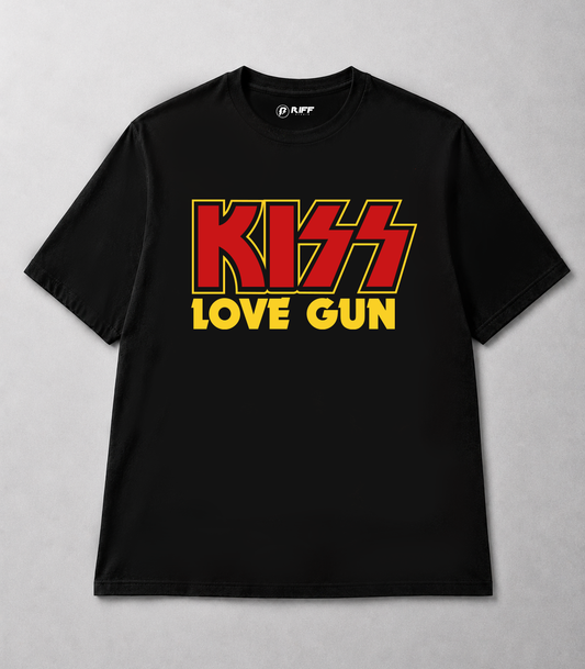 Camiseta KISS Love Gun preta RIFF STUDIO