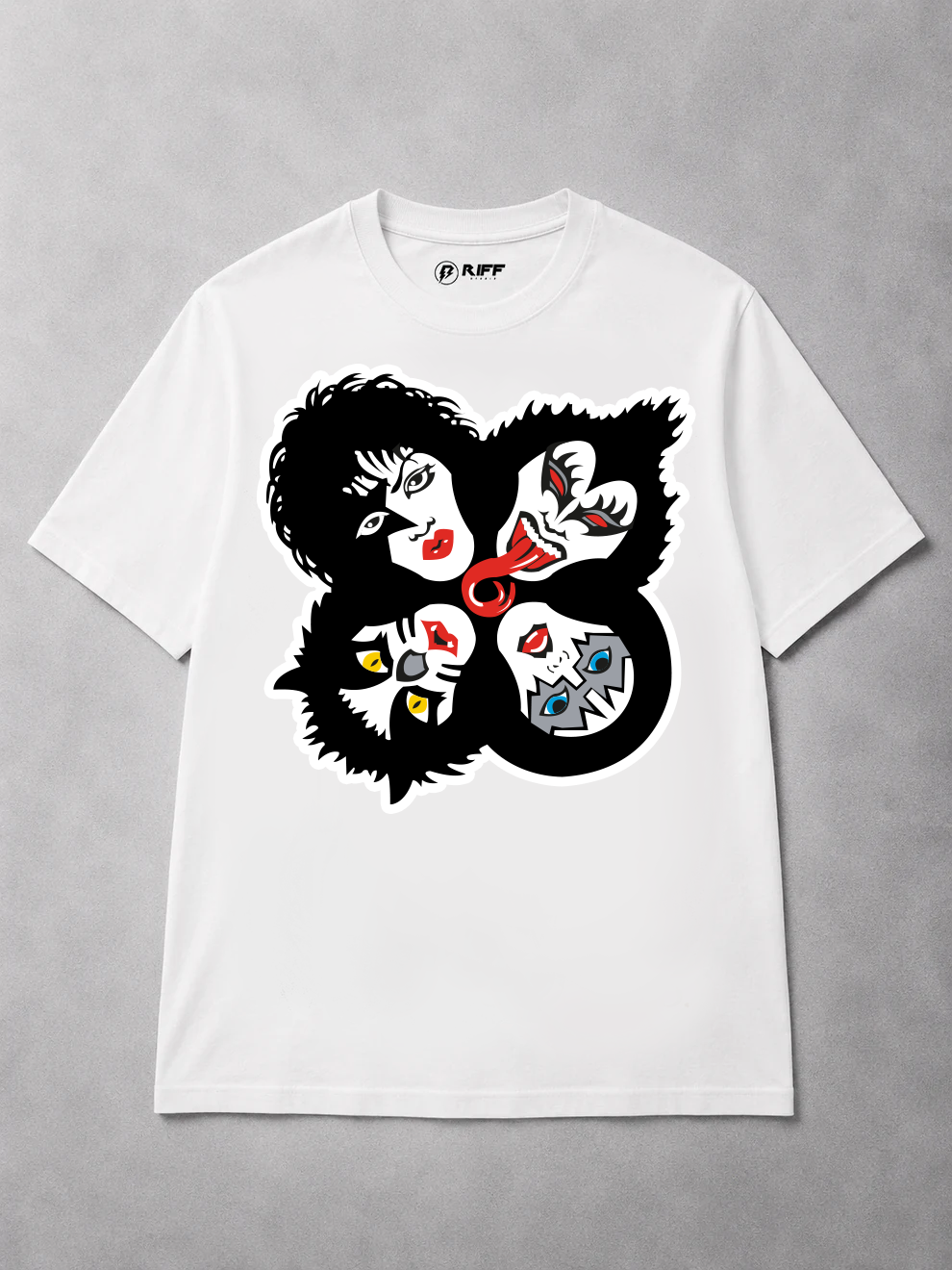 Camiseta KISS Rock N' Roll Over Icon branca RIFF STUDIO