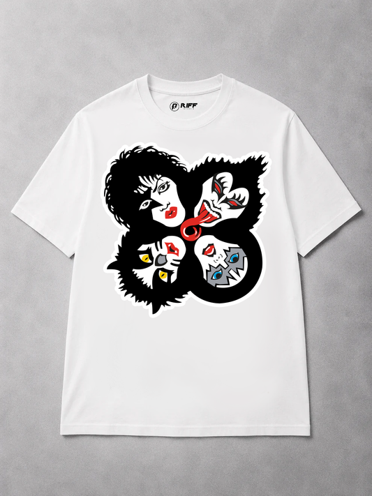 Camiseta KISS Rock N' Roll Over Icon branca RIFF STUDIO