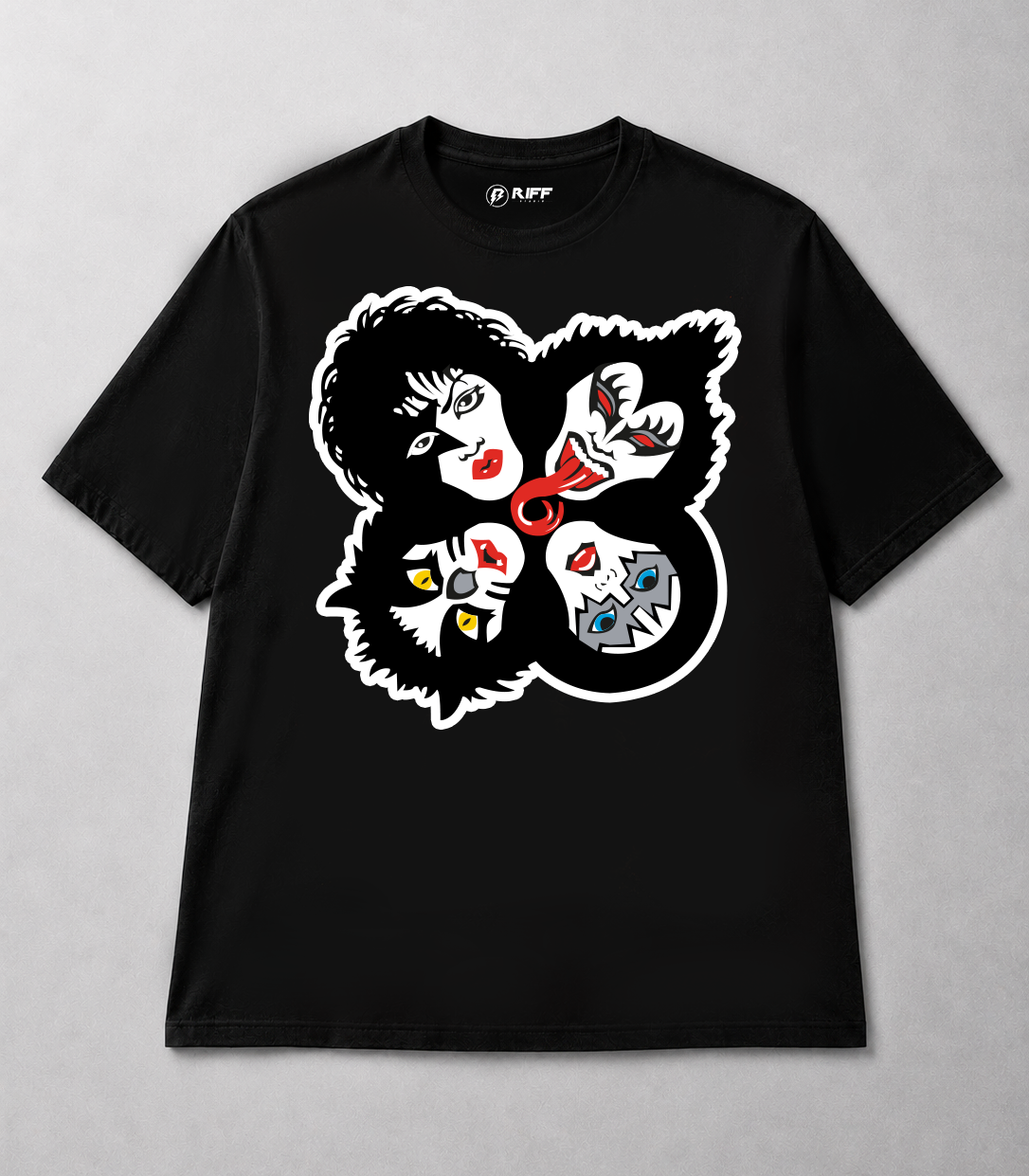 Camiseta KISS Rock N' Roll Over Icon preta RIFF STUDIO