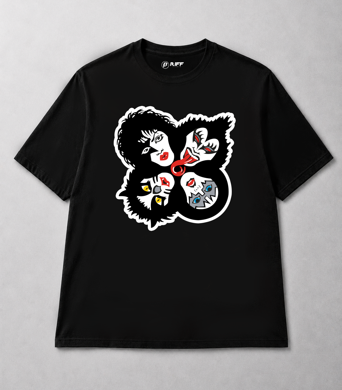Camiseta KISS Rock N' Roll Over Icon preta RIFF STUDIO