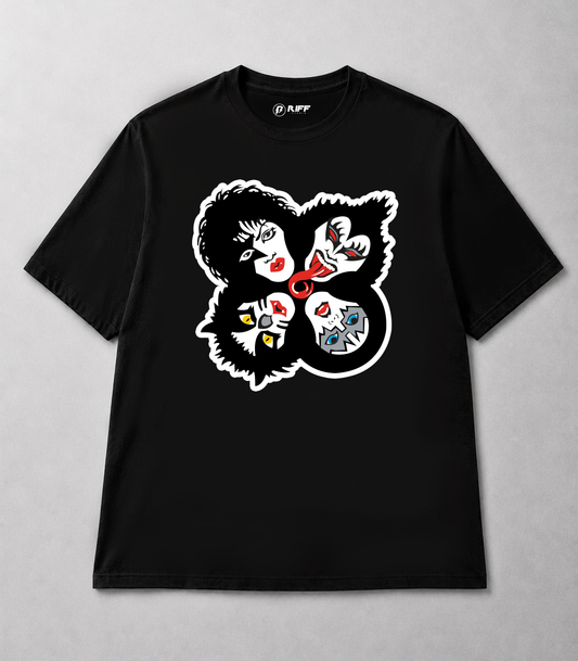 Camiseta KISS Rock N' Roll Over Icon preta RIFF STUDIO