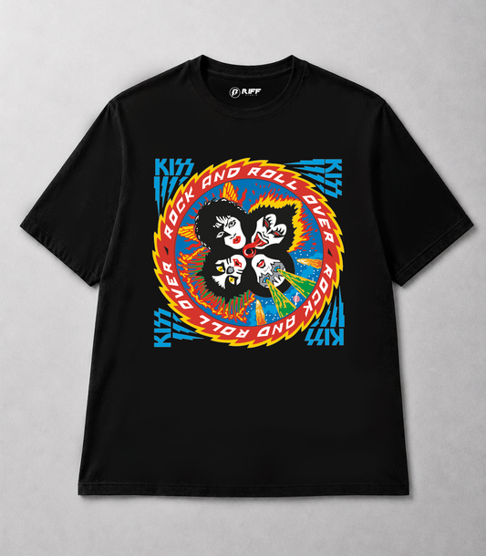 Camiseta KISS Rock N' Roll Over preta RIFF STUDIO