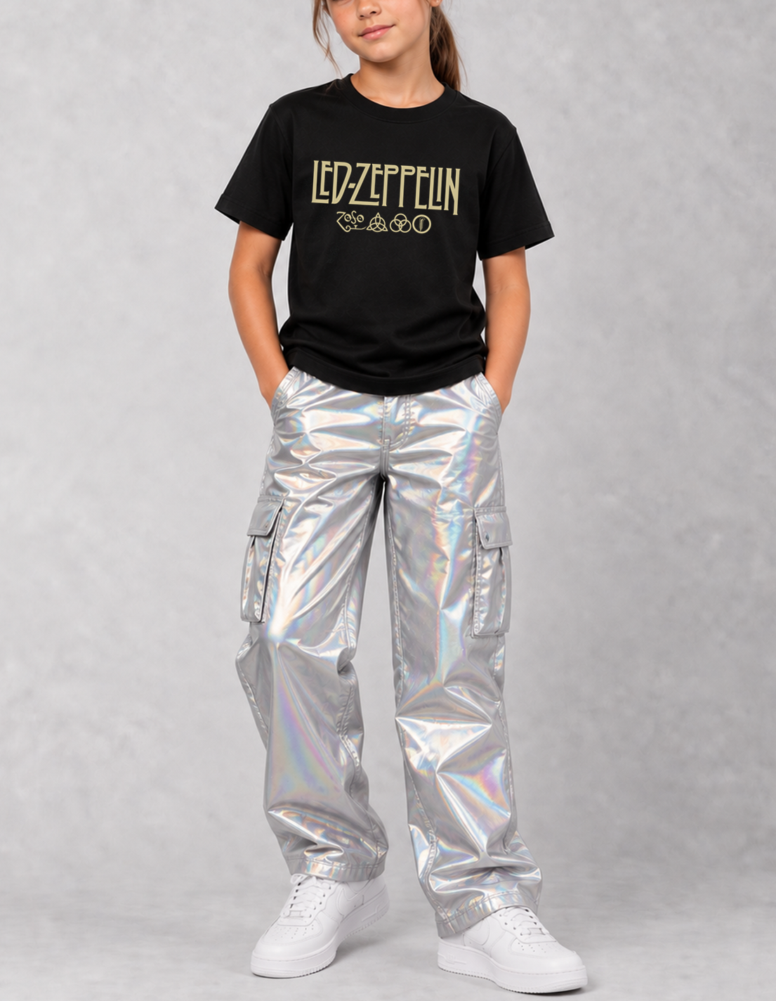 Camiseta Infantil Led Zeppelin Symbols Preta RIFF STUDIO